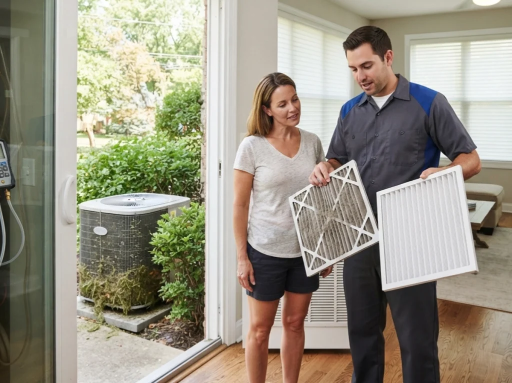Evanston homeowner checking common causes of constant AC operation